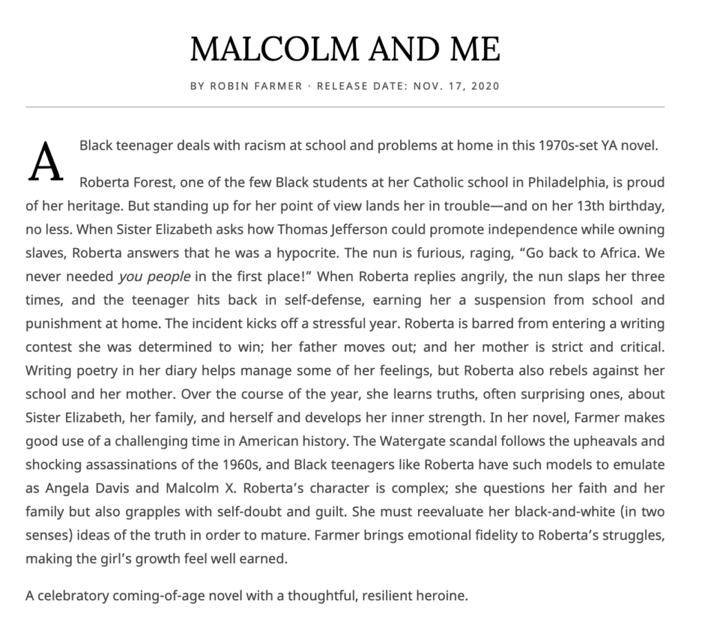 Malcolm and Me Kirkus